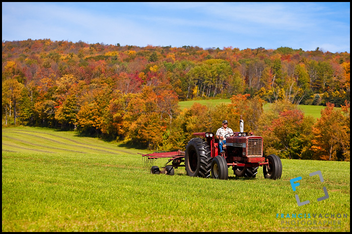 Farmer on his tractor in Berkshire county, Massachusetts