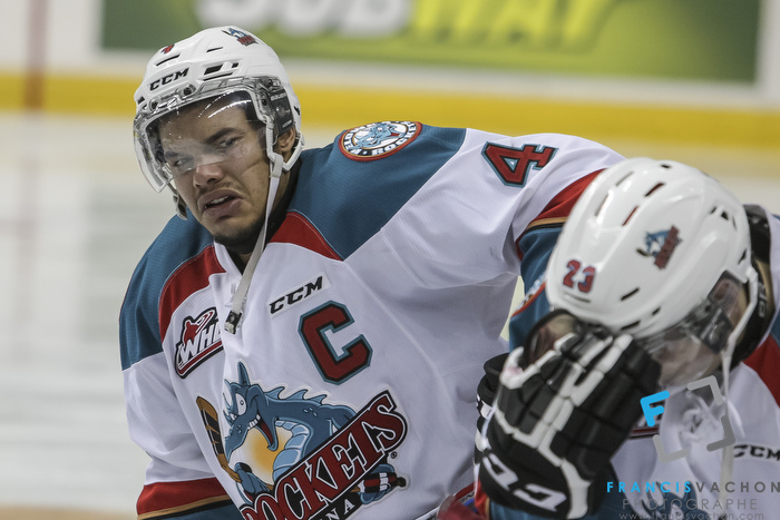 Kelowna Rockets' Madison Bowey shows dejection after his team lost against the Oshawa Generals in the Memorial Cup final in Quebec City  on Sunday May 31, 2015. Francis Vachon/Postmedia Network