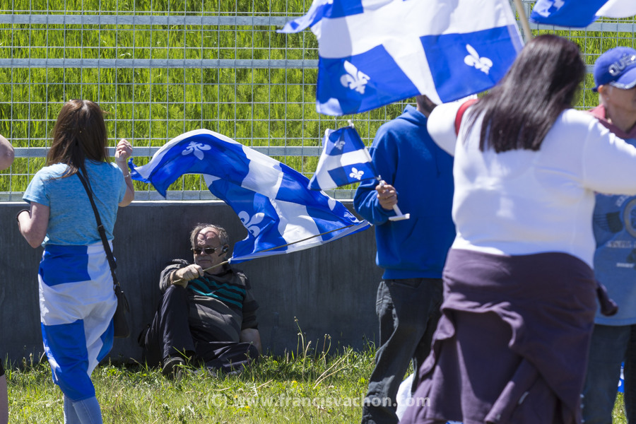 Le groupe ultra-nationaliste Québec libre en action manifeste dans la zone de libre expression à La Malbaie le 9 juin 2018.
