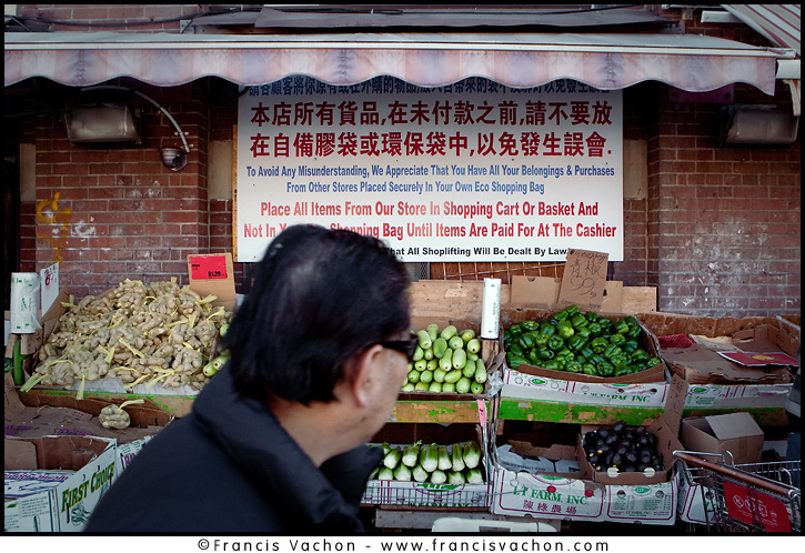 Stalls of vegetables are seen in Toronto Chinatown April 19, 2010. Toronto Chinatown is an ethnic enclave in Downtown Toronto with a high concentration of ethnic Chinese residents and businesses extending along Dundas Street West and Spadina Avenue