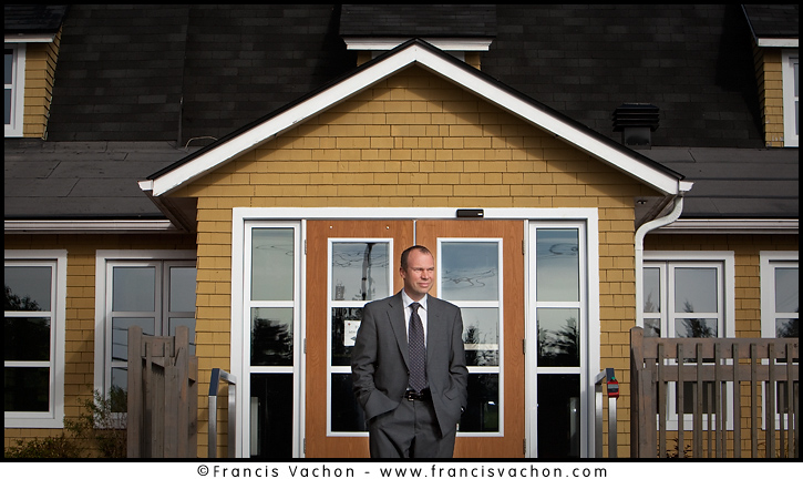 Marc Dutil, founder of Ecole d'Entrepreneurship de Beauce, poses in front of the school Monday September 20, 2010. Described by Dutil as an anti-MBA, the school is located in the Quebec's entrepreneurial hotbed of Beauce, an hour South of Quebec City The Canadian Press Images/Francis Vachon